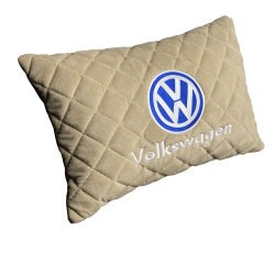 Подушка из алькантары бежевая с вышивкой 